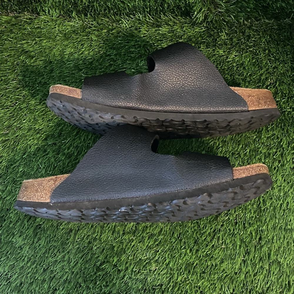 Birki's by birkenstock Arizona Black Sandals W11/M9 Cork Sole Slip On Boho - Picture 9 of 11